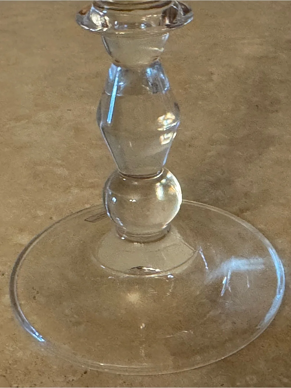 Pair of Vintage Iridescent Amber Fluted Champagne Glasses with Clear Stem.